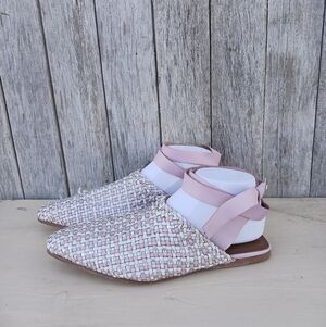 Jeffrey Campbell Sz 8.5 Khaleesi Woven Ankle Tie Mule In Lilac Mlti Women